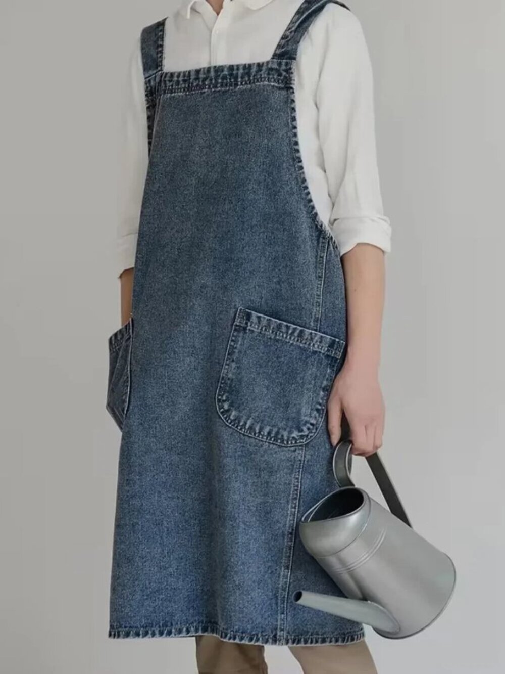 Japanese-Style Denim Apron Dress - Picture 4 of 6